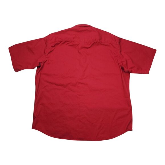 Redhead Mens Red Button-Up Cotton Shirt 2XL Short Sleeve Casual Made In India - Picture 3 of 8